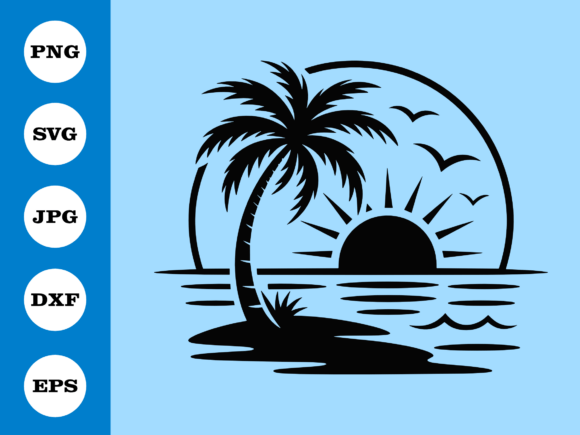 Download Tropical Sunset Beach SVG Design - Tropical Collection