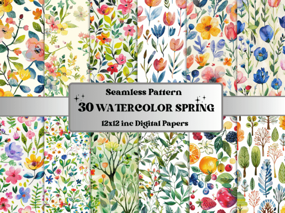Download Seamless Watercolor Spring Pattern Paper - Spring pattern Collection