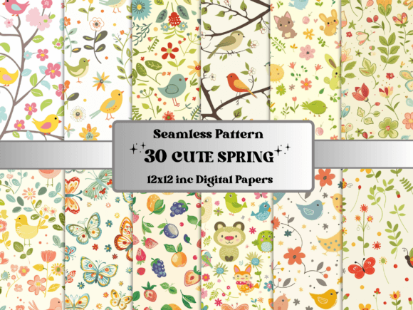 Download Seamless Cute Spring Pattern Paper - Spring pattern Collection